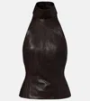 Magda Butrym Halterneck Leather Top In Brown