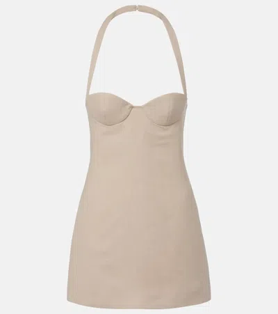 Magda Butrym Halterneck Linen Minidress In Neutral