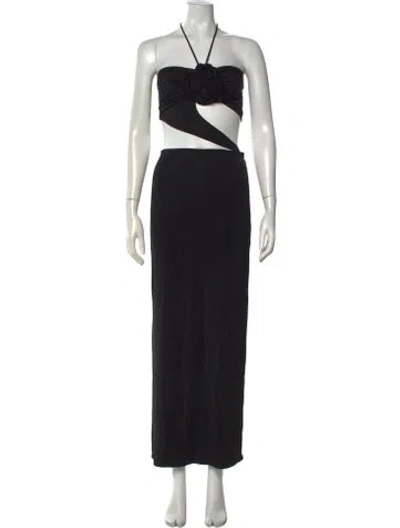 Pre-owned Magda Butrym Halterneck Long Dress In Black