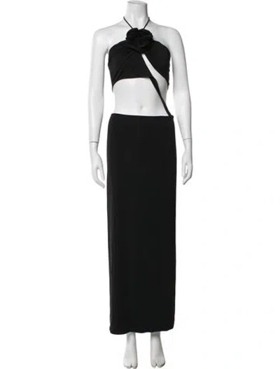 Pre-owned Magda Butrym Halterneck Long Dress In Black