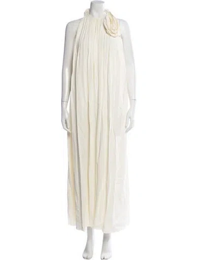 Pre-owned Magda Butrym Halterneck Long Dress In Neutral