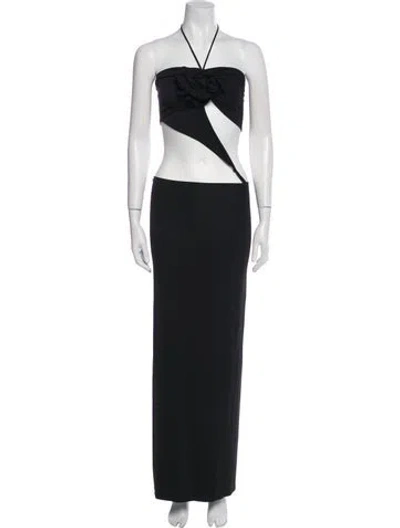 Pre-owned Magda Butrym Halterneck Long Dress W/ Tags In Black