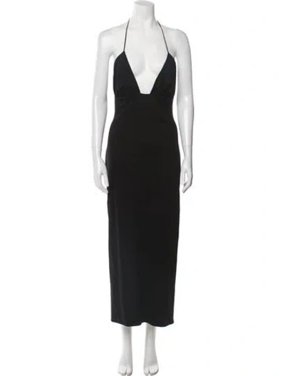 Pre-owned Magda Butrym Halterneck Long Dress W/ Tags In Black