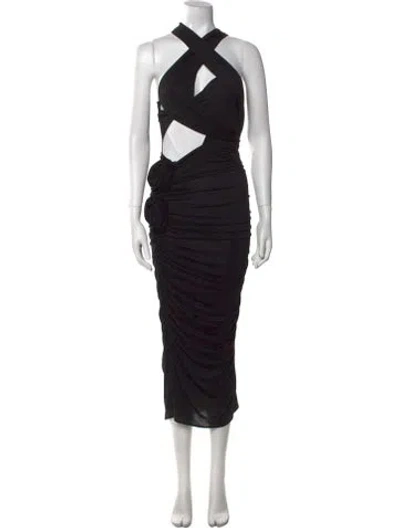 Pre-owned Magda Butrym Halterneck Long Dress W/ Tags In Black