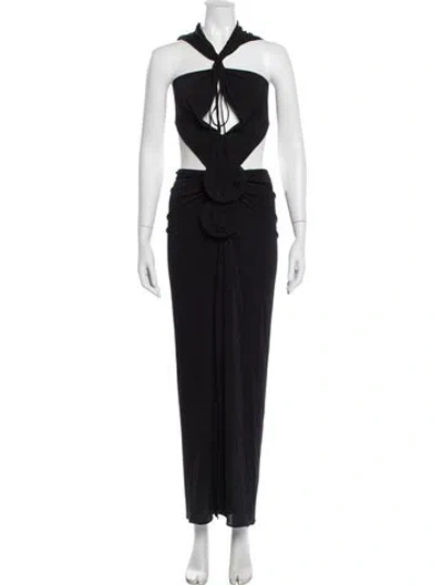 Pre-owned Magda Butrym Halterneck Long Dress W/ Tags In Blue