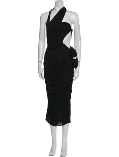 Pre-owned Magda Butrym Halterneck Midi Length Dress W/ Tags In Black