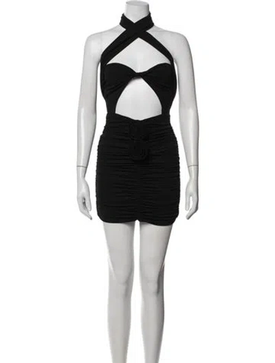 Pre-owned Magda Butrym Halterneck Mini Dress In Black