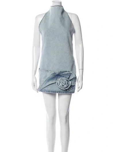Pre-owned Magda Butrym Halterneck Mini Dress In Blue