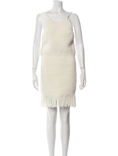 Pre-owned Magda Butrym Halterneck Mini Dress W/ Tags In Neutral