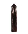 Magda Butrym Sequin Long Dress In Brown