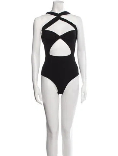 Pre-owned Magda Butrym Halterneck Sleeveless Bodysuit In Black