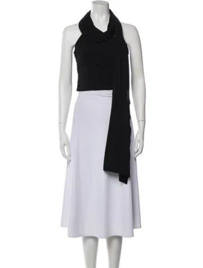 Pre-owned Magda Butrym Halterneck Sleeveless Crop Top In Black
