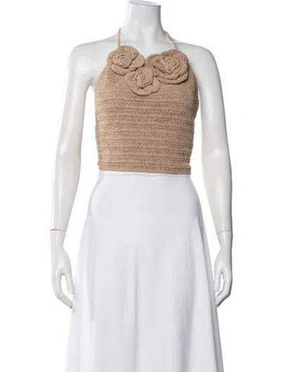 Pre-owned Magda Butrym Halterneck Sleeveless Crop Top In Neutrals
