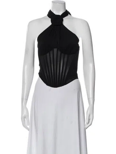 Pre-owned Magda Butrym Halterneck Sleeveless Top In Black