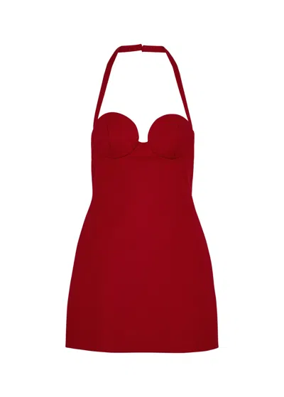 Magda Butrym Halterneck Wool Mini Dress In Red