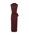 Magda Butrym Burgundy Draped High Neck Midi Dress In Brown