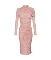 Magda Butrym Abito Midi A Collo Alto Arricciato In Pink