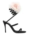 Magda Butrym Silk-organza Pink Flower Heel Sandals In Black