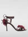 Magda Butrym Crochet Flower-embellished Lace-up Sandals In Burgundy