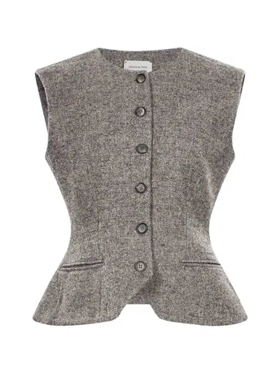 Magda Butrym Herringbone Peplum Jacket In Gray