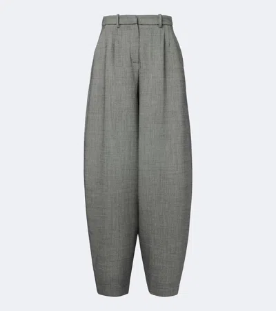 Magda Butrym Herringbone Wool-blend Barrel-leg Pants In Gray