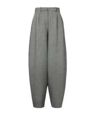Magda Butrym Herringbone Wool-blend Barrel-leg Pants In Gray