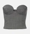 Magda Butrym Herringbone Wool-blend Bustier Top In Gray