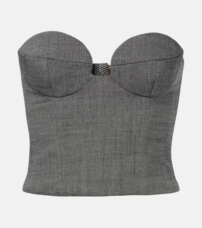 Magda Butrym Herringbone Wool-blend Bustier Top In Multi