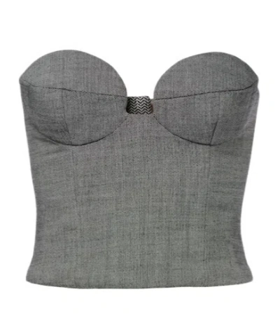 MAGDA BUTRYM HERRINGBONE WOOL-BLEND BUSTIER TOP