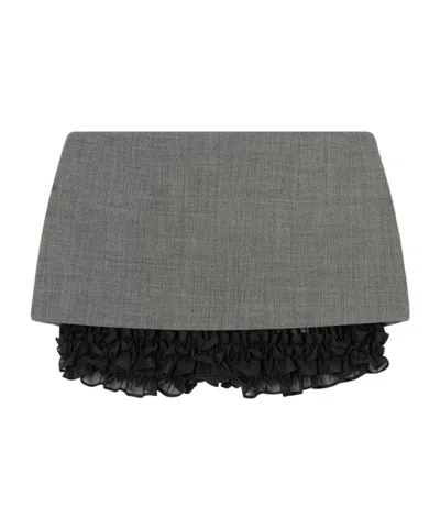 Magda Butrym Herringbone Wool-blend Shorts In Gray