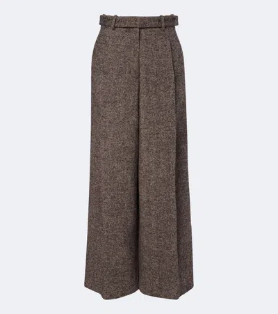Magda Butrym Herringbone Wool-blend Wide-leg Pants In Brown