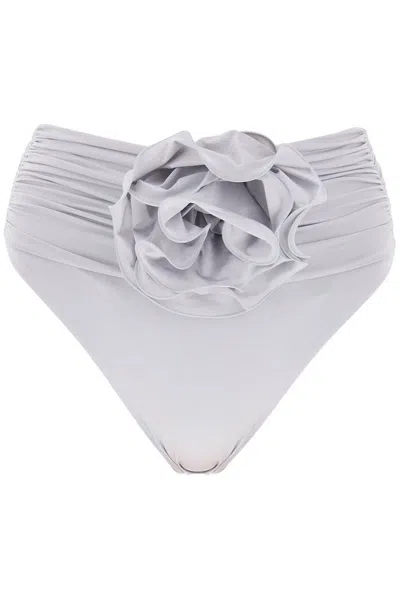 Magda Butrym Lycra 3d Flower High Rise Bikini Bottom In Grey