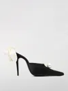 Magda Butrym Pearl Embellished Floral Pointed Toe Mules In Black