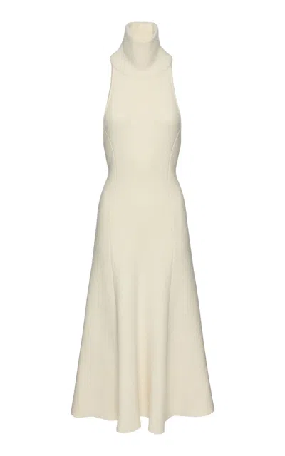 Magda Butrym High Neck A-line Wool Dress In Ivory