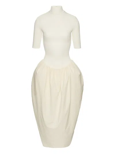 Magda Butrym High-neck Asymmetric Dress In White