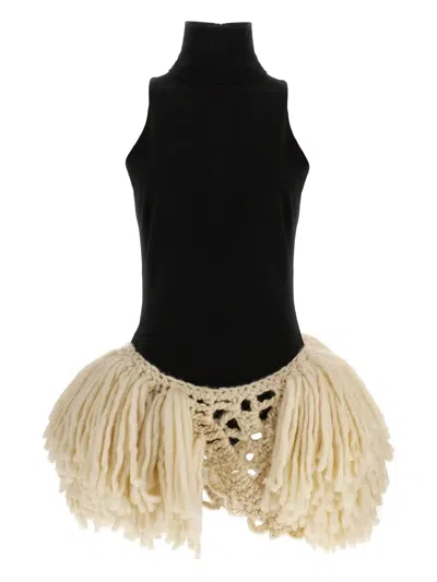 MAGDA BUTRYM HIGH-NECK CROCHETED MINI DRESS