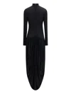 Magda Butrym Asymmetric Pleated Turtleneck Maxi Dress In Black