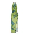 Magda Butrym High-neck Floral Applique Midi Dress In Green Print In Green
