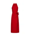 Magda Butrym High Neck Floral Applique Midi Dress In Red In Red