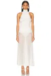 Magda Butrym Ruched Sheer High-neck Maxi Dress In White