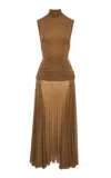 Magda Butrym High Neck Ruched Maxi Dress In Nude