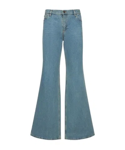 Magda Butrym High Rise Flared Cotton Denim Jeans In Blue