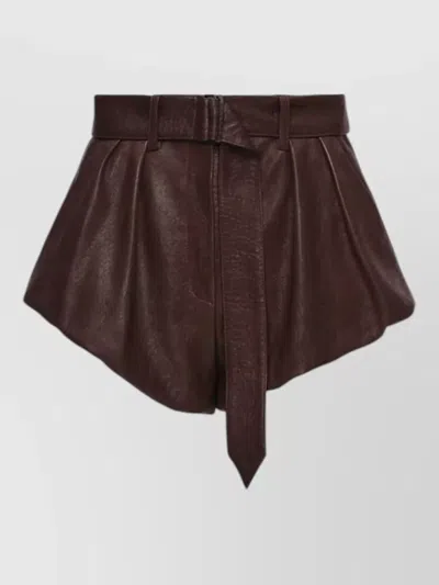 Magda Butrym High Rise Leather Shorts Belt Detail In Brown