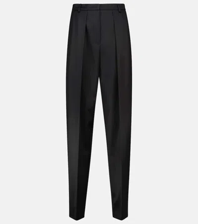 Magda Butrym High-rise Tapered Wool Pants In Black