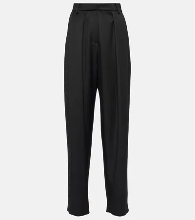 Magda Butrym Pleated Wool Tapered Pants In Black