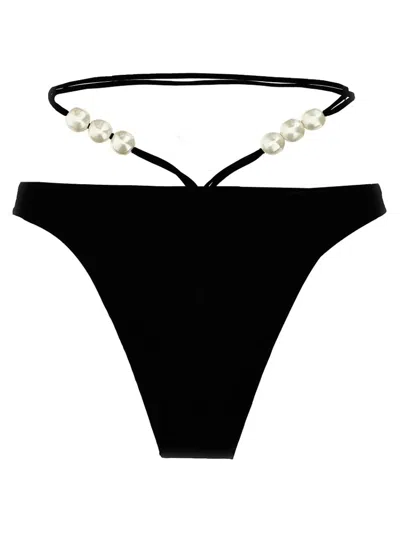 Magda Butrym Pearl-detailed High-rise Bikini Bottoms In Black