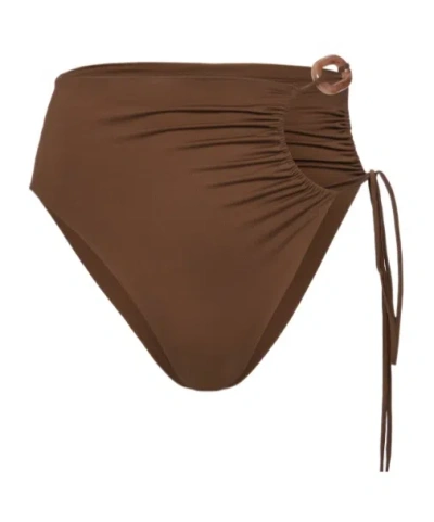 Magda Butrym High-waist Swim Bottom With Ring Detail In Brown