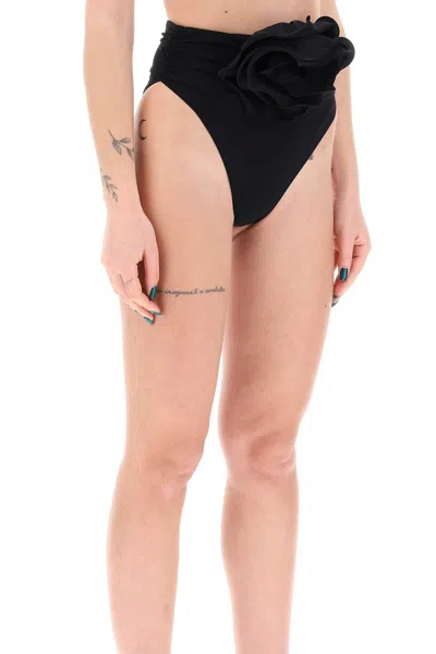 Magda Butrym High-waisted Bikini Slip With Flower Clip In Black