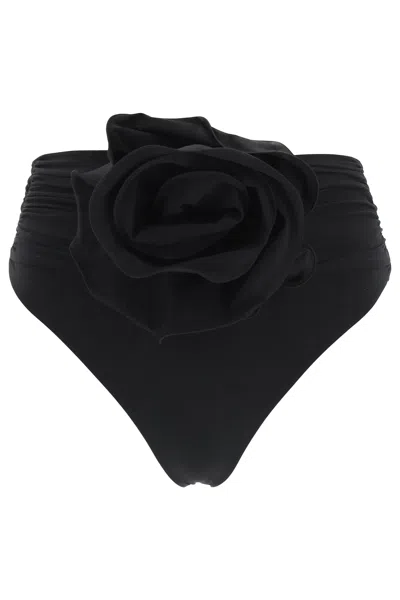 Magda Butrym High-waisted Bikini Briefs With Flower Clip For Women In Black