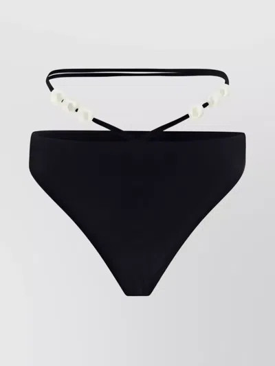 Magda Butrym High-waisted Monochrome Swimsuit Pearl Embellishments In Black